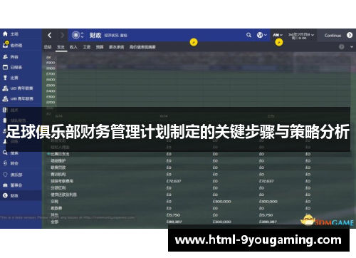 足球俱乐部财务管理计划制定的关键步骤与策略分析