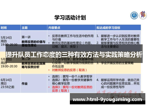 提升队员工作态度的三种有效方法与实践策略分析