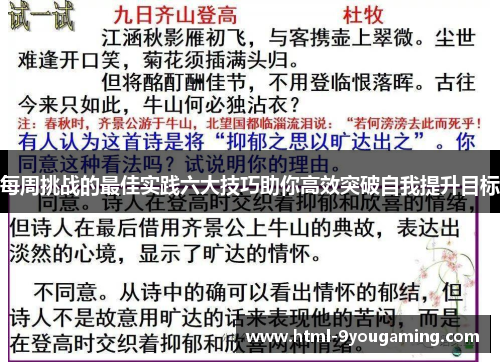 每周挑战的最佳实践六大技巧助你高效突破自我提升目标